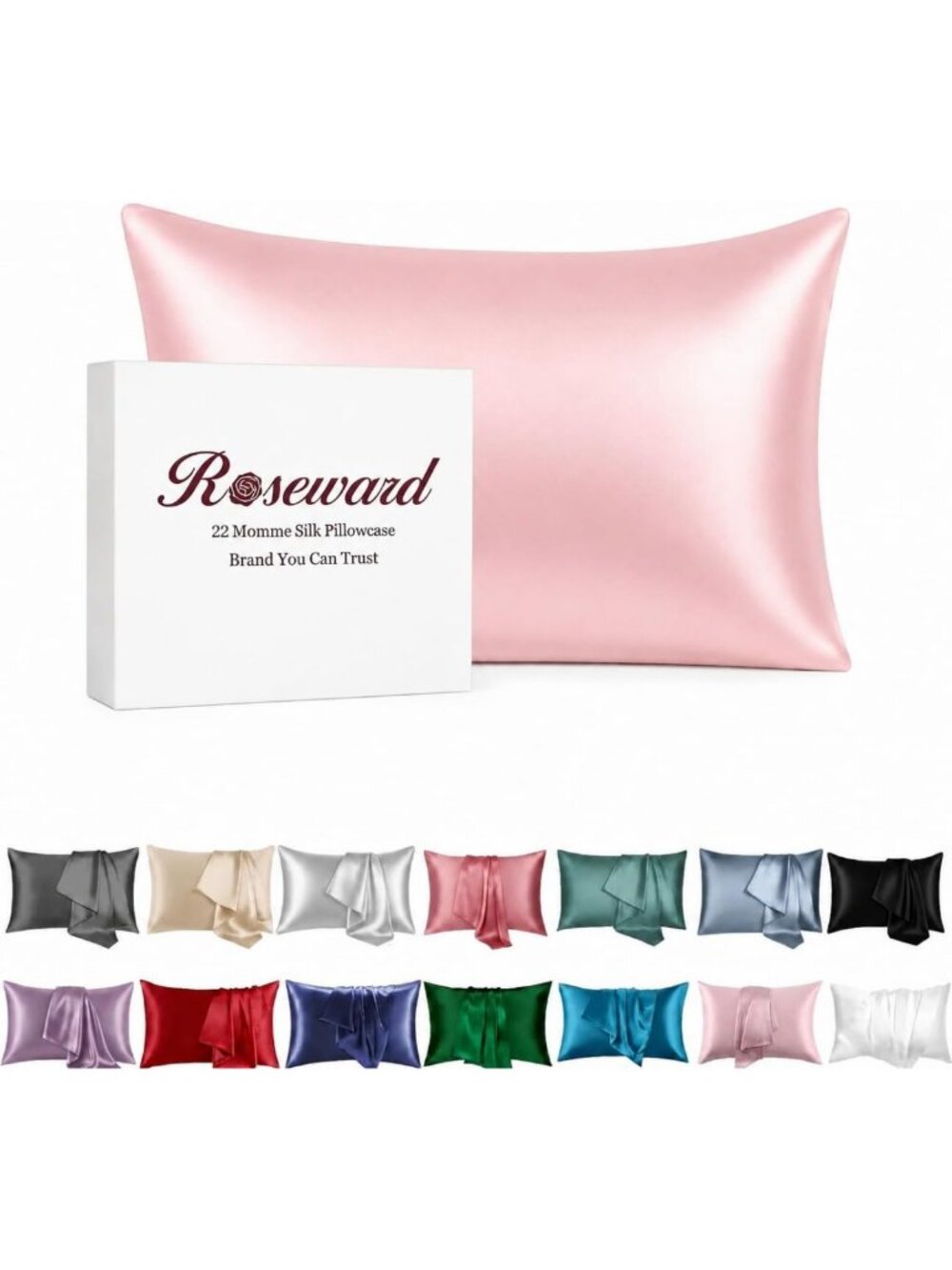 Luxurious Pink Silk Pillowcase for Hair & Skin, 100% Mulberry Silk, 22 Momme